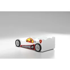 Monza Racer hvid børneseng med Madras - 90 x 190 cm