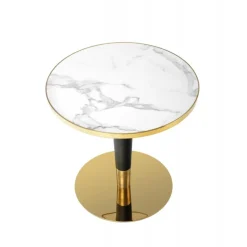 MORATA Rundt spisebord, Hvid marmor / Sort / guld