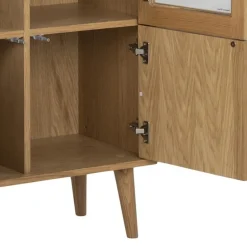 Nagano vitrineskab, med 2 låger - glas og natur egefiner/eg