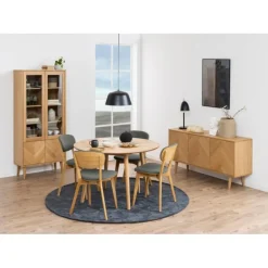 Nagano vitrineskab, med 2 låger - glas og natur egefiner/eg