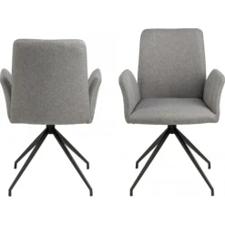 Naya spisebordsstol med armlæn og drejefunktion - Grå stof