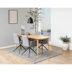 Naya spisebordsstol med armlæn og drejefunktion - Grå stof