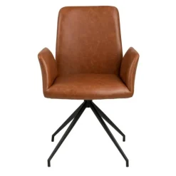 Naya spisebordsstol med armlæn og drejefunktion - Retro cognac