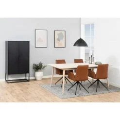 Naya spisebordsstol med armlæn og drejefunktion - Retro cognac