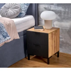 NELA sengebord, håndværk eg - Sort