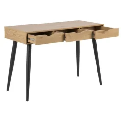 Neptun skrivebord m. 3 skuffer - Eg/Metal