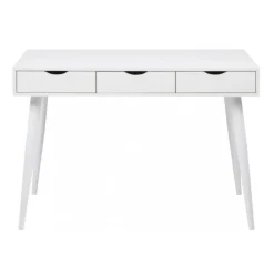 Neptun skrivebord m. 3 skuffer - Hvid/Metal