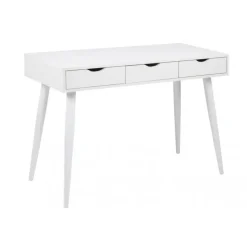 Neptun skrivebord m. 3 skuffer - Hvid/Metal