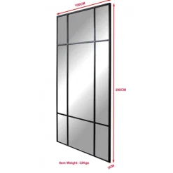 New Yorker Spejl med Antiksort ramme i jern str 200x100cm OUTLET