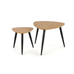 NICEA 2, sæt af to sofaborde, - gylden eg / Sort
