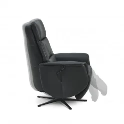 Nicolai Læder lænestol m. indbygget skammel og løftefunktion indbygget skammel og løftefunktion
