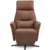 Nicolai Læder lænestol m. indbygget skammel og løftefunktion Cognac