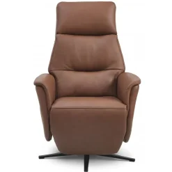 Nicolai Læder lænestol m. indbygget skammel og løftefunktion Cognac