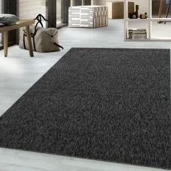 Nizza Kortluvet tæppe Ensfarvet - Antracit