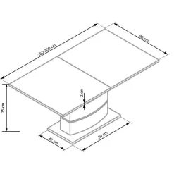 NOBEL Spisebord med udtræk - Hvid