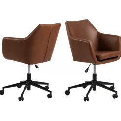 Nora skrivebordsstol brun læderlook