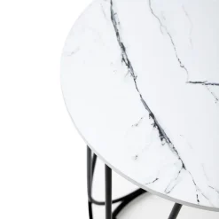 NUBIRA S sofabord ramme - Sort, top - Hvid marmor