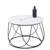 NUBIRA sofabordstel - Sort, top - Hvid marmor