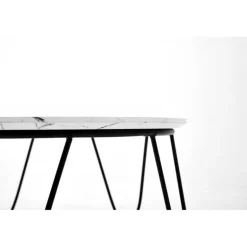 NUBIRA sofabordstel - Sort, top - Hvid marmor