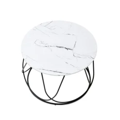 NUBIRA sofabordstel - Sort, top - Hvid marmor