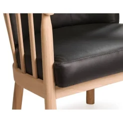 Ohio lænestol i lakeret bøg - sort læder