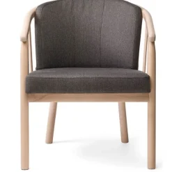 Ohio lænestol i lakeret bøg - gråt stof