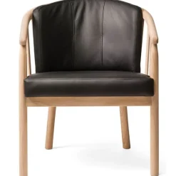 Ohio lænestol i ubehandlet eg - sort læder