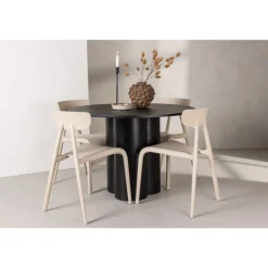 Olivia Rund Spisebordssæt - Beige og Sort