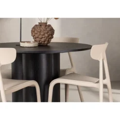 Olivia Rund Spisebordssæt - Beige og Sort