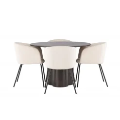 Olivia Rund Spisebordssæt - Beige og Mocca