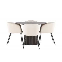 Olivia Rund Spisebordssæt - Beige og Mocca