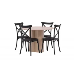 Olivia Rund Spisebordssæt - Sort og Hvid