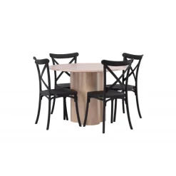 Olivia Rund Spisebordssæt - Sort og Hvid