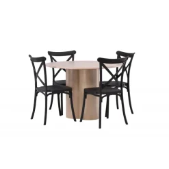 Olivia Rund Spisebordssæt - Sort og Hvid