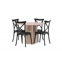 Olivia Rund Spisebordssæt - Sort og Hvid