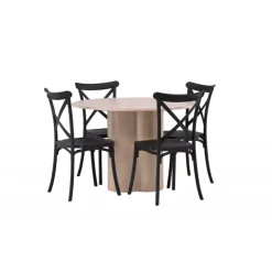 Olivia Rund Spisebordssæt - Sort og Hvid