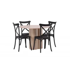 Olivia Rund Spisebordssæt - Sort og Hvid