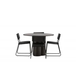 Olivia Rund Spisebordssæt - Sort og Mocca