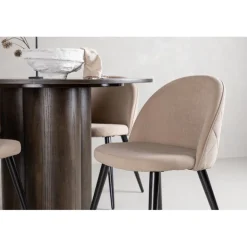 Olivia Rund Spisebordssæt - Beige og Mocca