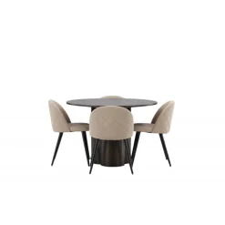 Olivia Rund Spisebordssæt - Beige og Mocca
