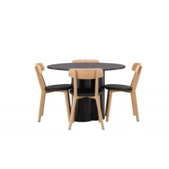 Olivia Rund Spisebordssæt - Sort og Natur