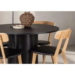 Olivia Rund Spisebordssæt - Sort og Natur