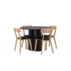 Olivia Rund Spisebordssæt - Sort og Natur