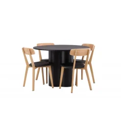 Olivia Rund Spisebordssæt - Sort og Natur