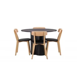 Olivia Rund Spisebordssæt - Sort og Natur