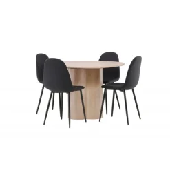 Olivia Rund Spisebordssæt - Sort og Hvid