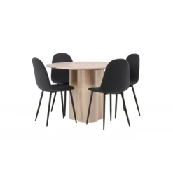 Olivia Rund Spisebordssæt - Sort og Hvid