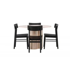 Olivia Rund Spisebordssæt - Sort og Hvid