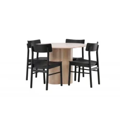 Olivia Rund Spisebordssæt - Sort og Hvid