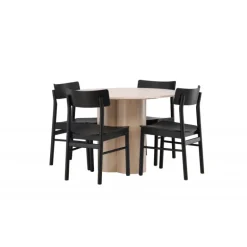 Olivia Rund Spisebordssæt - Sort og Hvid